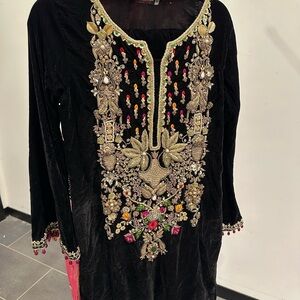 & Other Stories Black Dress with Gold Embroidery